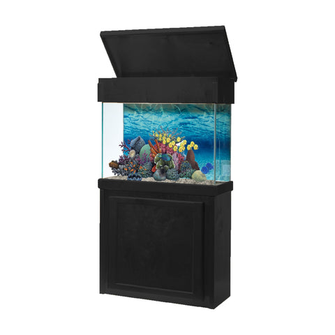 R&J Enterprises 20"Lx10"W Black Birch Rectangular Aquarium Cabinet & Canopy Combo