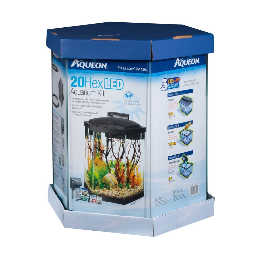 Aqueon Hexagon LED Aquarium Kit Black - 20 Gallons