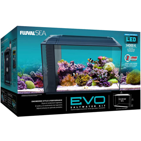 Fluval Sea Evo Saltwater Aquarium Kit - 13.5 Gallons - Black